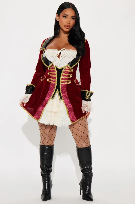 Captain Sexy Pirate 1 Piece Dress Costume - Red/combo sold by Fashion Nova