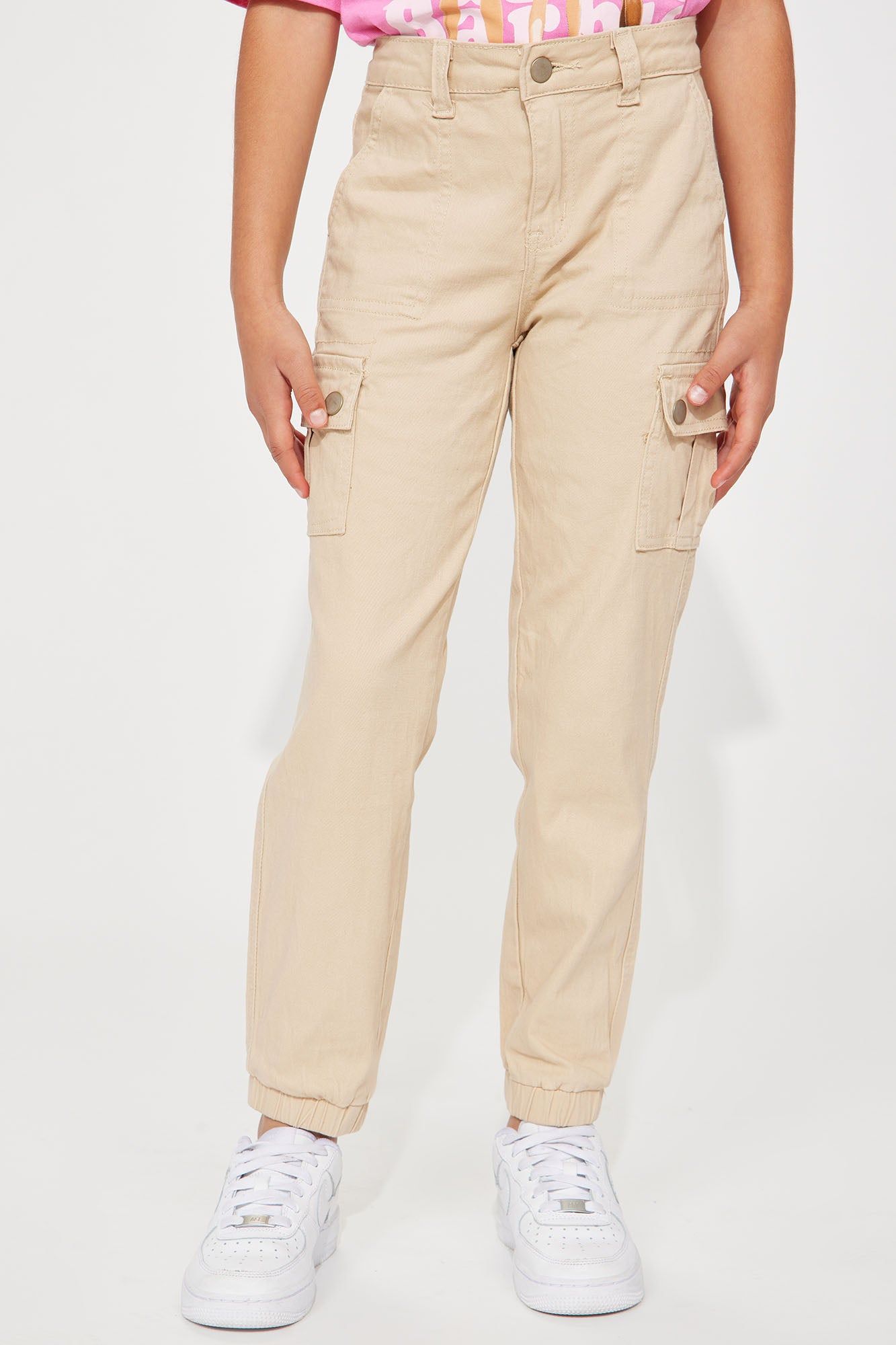 Mini Twill Belted And Ruched Ankle Cargo Pants - Khaki sold by Fashion Nova product image thumbnail 2