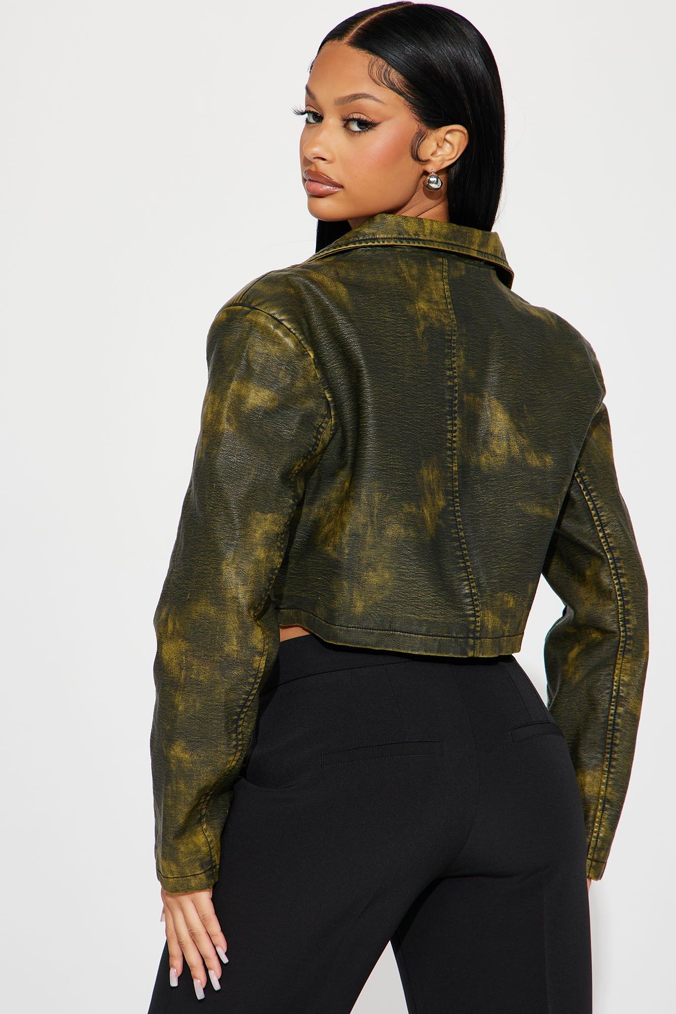 Aline Washed Faux Leather Crop Blazer - Grey sold by Fashion Nova product image thumbnail 3