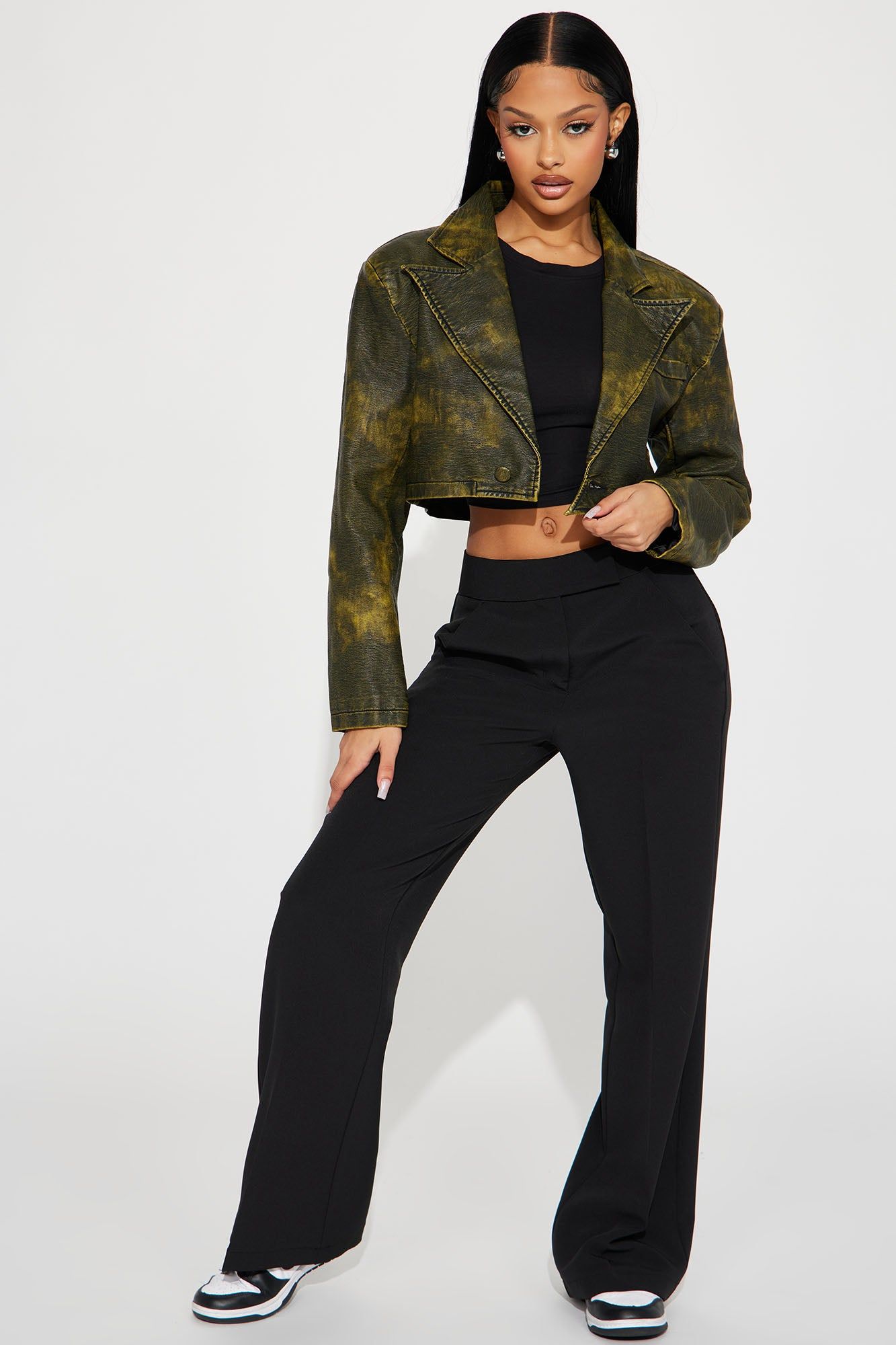 Aline Washed Faux Leather Crop Blazer - Grey sold by Fashion Nova product image thumbnail 2