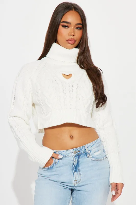 Piece Of My Heart Cable Knit Sweater - White sold by Fashion Nova