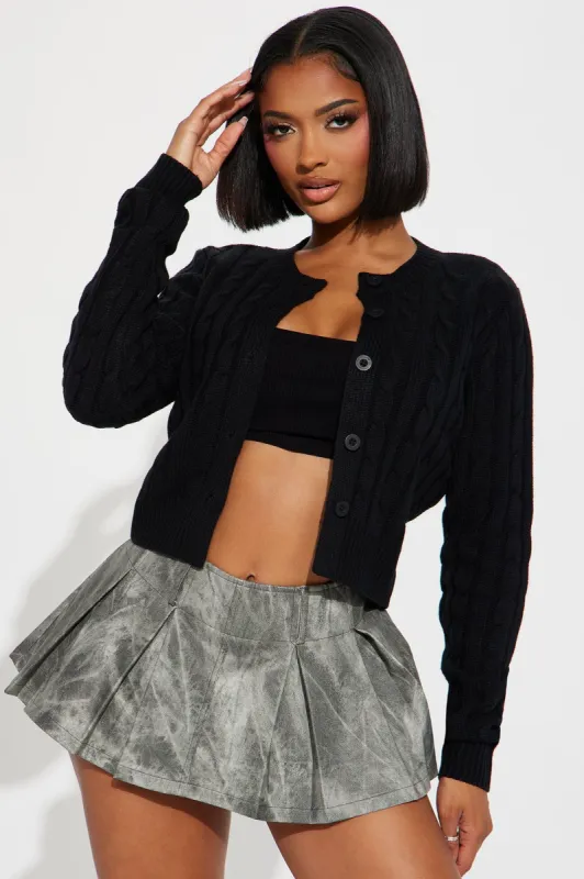 Delphi Cable Knit Cardigan - Black sold by Fashion Nova