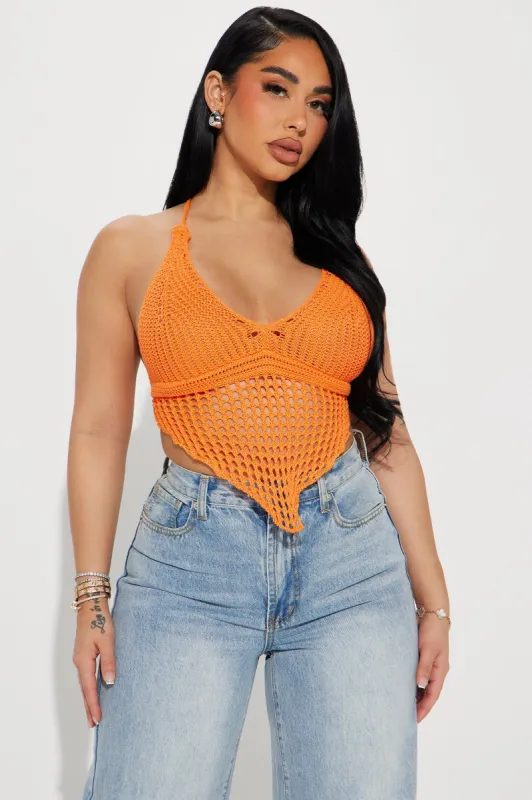 Beach Babe Crochet Halter Top - Orange sold by Fashion Nova