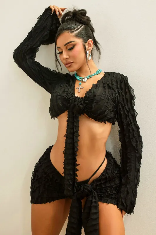 Lily Textured Skirt Set - Black sold by Fashion Nova