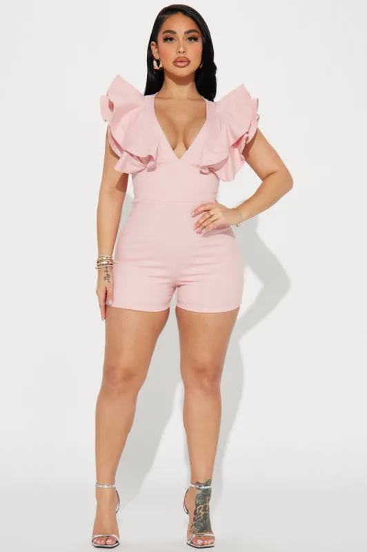 Can't Deny This Denim Romper - Pink sold by Fashion Nova