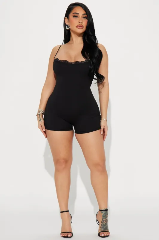 Beat Goes On Romper - Black sold by Fashion Nova