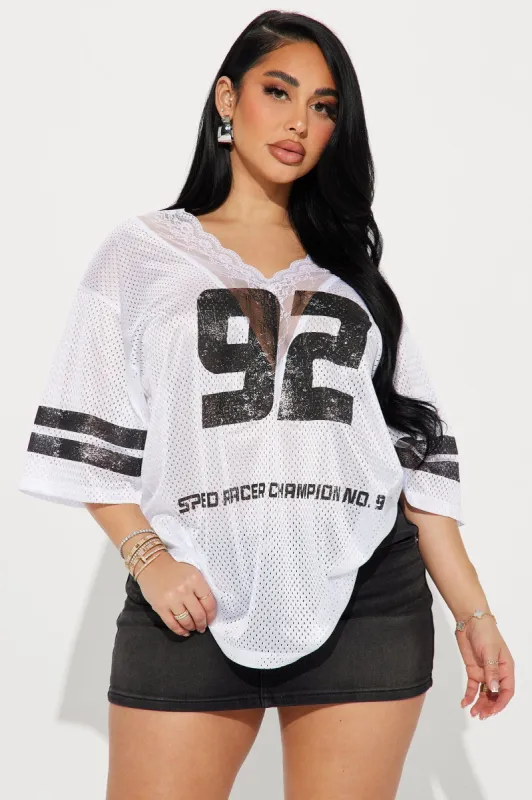 Box Suite Lace Jersey Tee - White sold by Fashion Nova