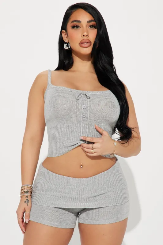 Relaxed Vibes Sweater Short Set - Heather Grey sold by Fashion Nova