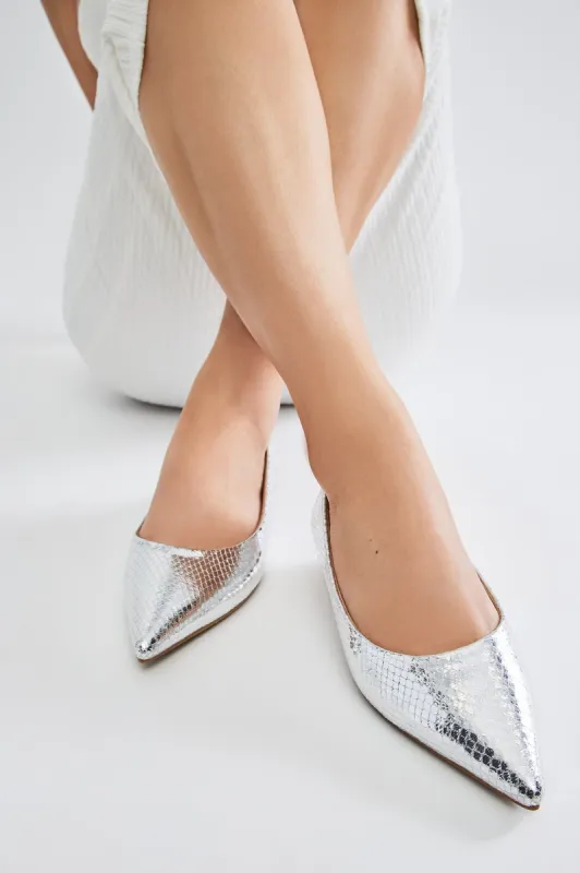 Minding My Business Flats - Silver sold by Fashion Nova