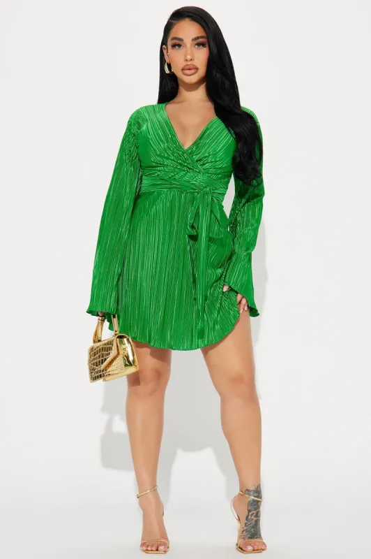 Ciara Plisse Mini Dress - Green sold by Fashion Nova