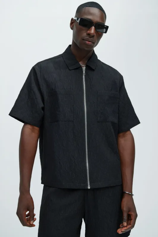 Via Margutta Textured Shirt - Black sold by Fashion Nova