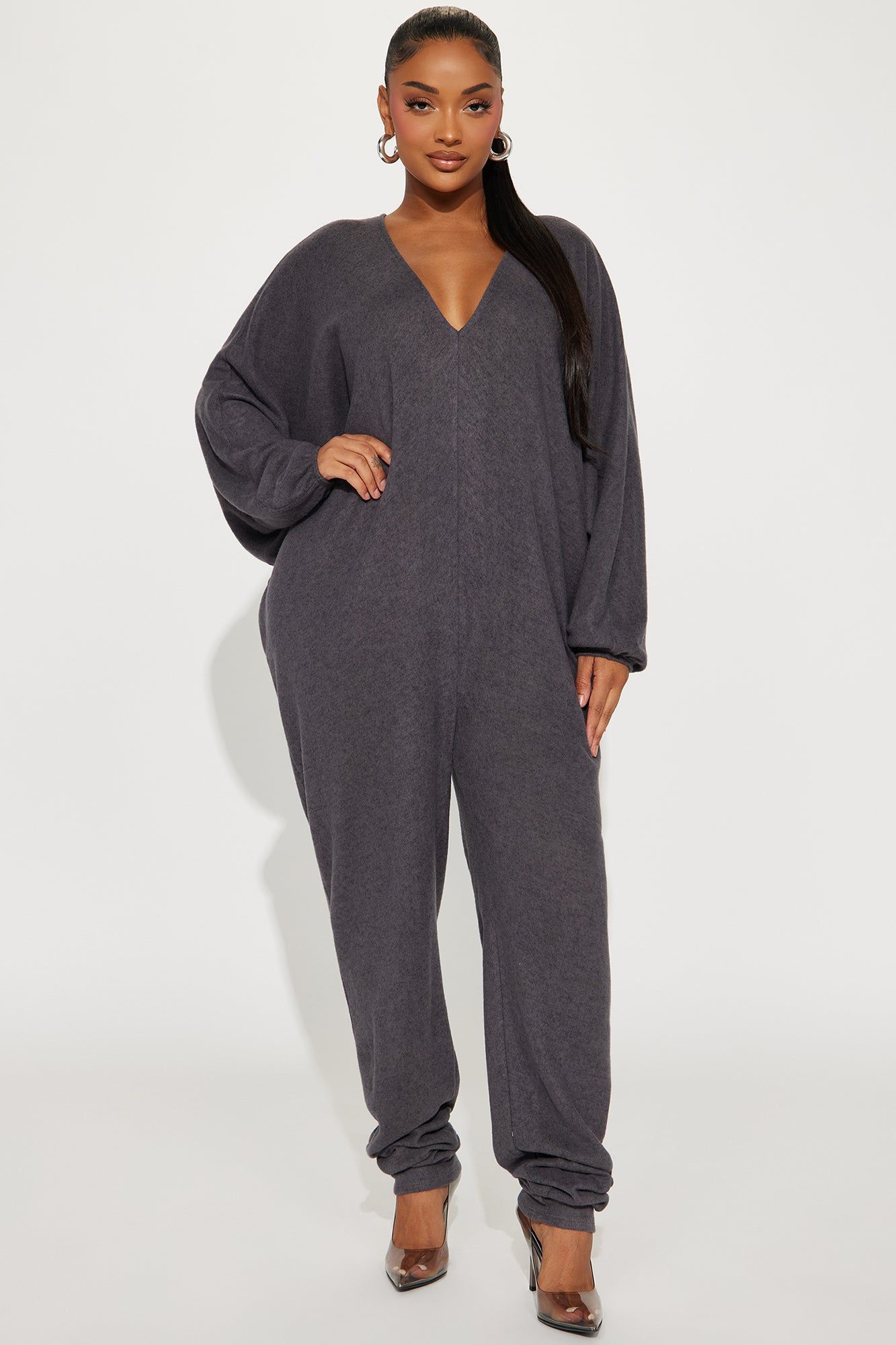 Casual Chic Jumpsuit - Charcoal sold by Fashion Nova