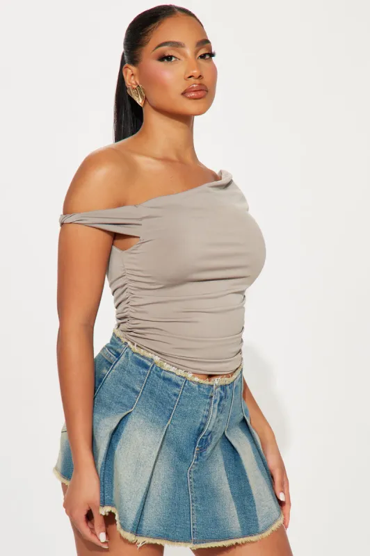 Blind Date One Shoulder Top - Stone sold by Fashion Nova