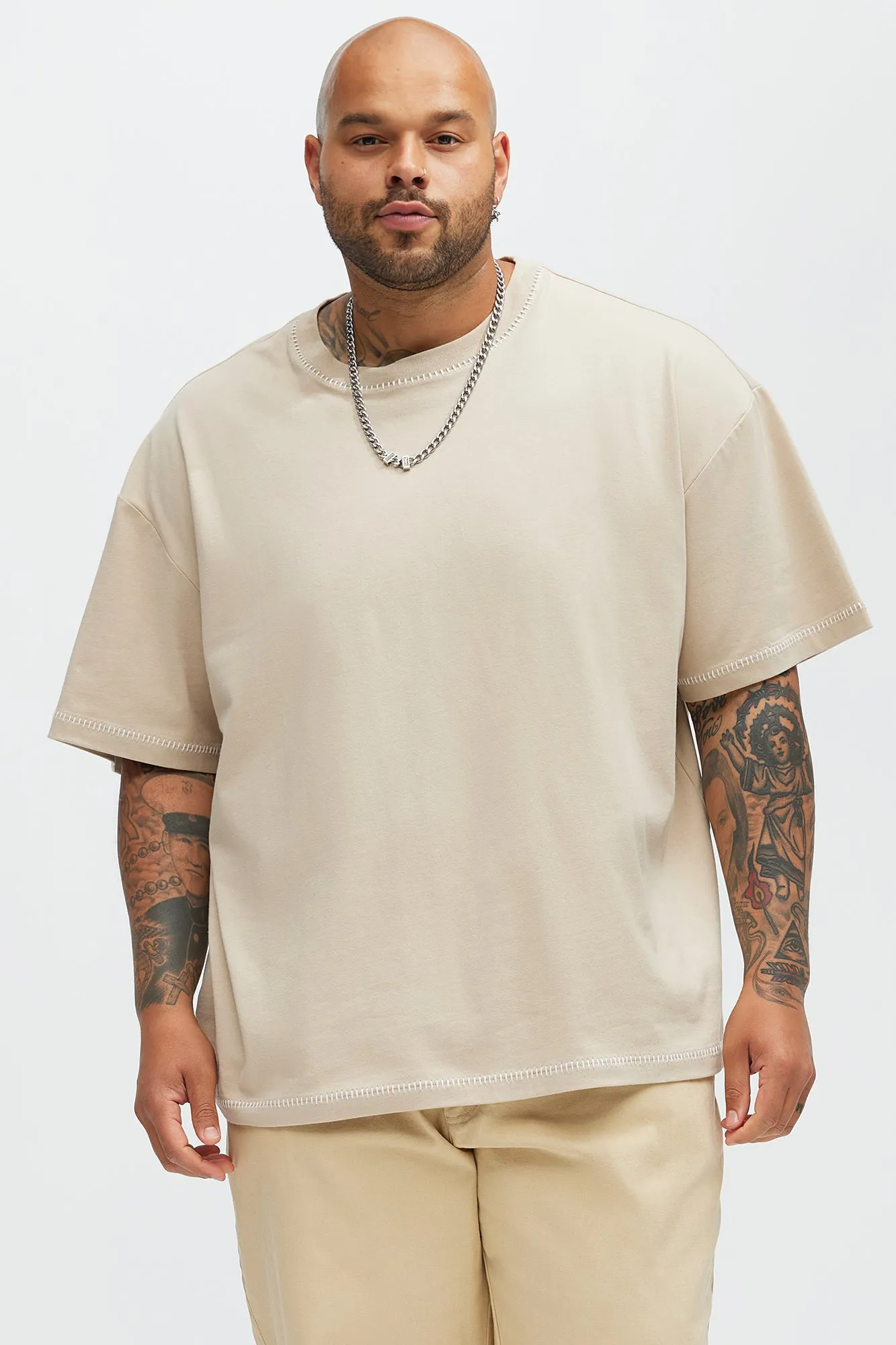 Jacob Stitch Relaxed Tee - Tan sold by Fashion Nova product image thumbnail 5