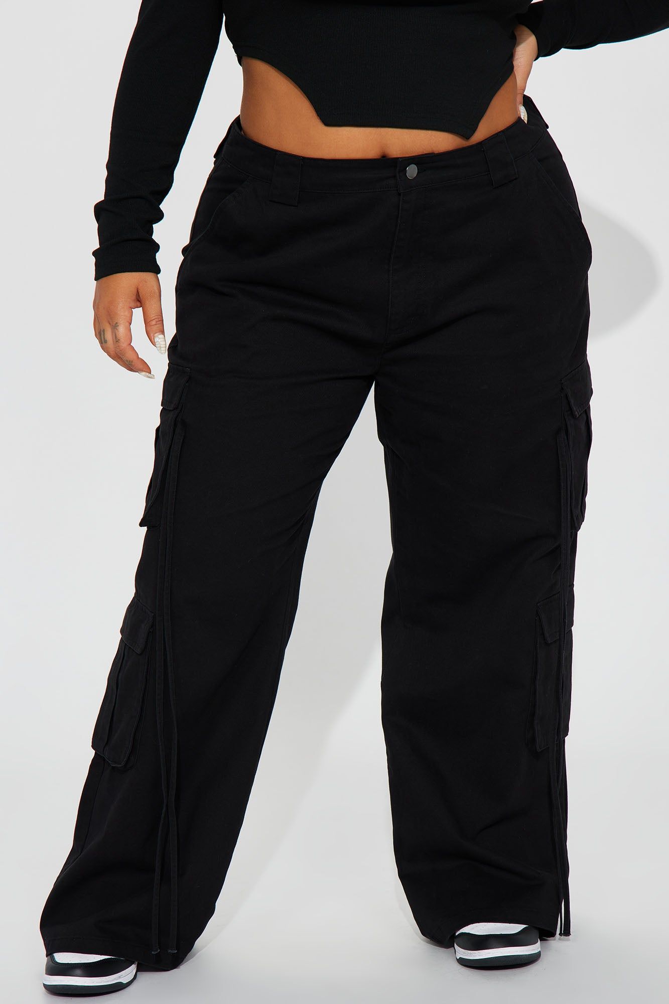Petite Golden Hour Wide Leg Cargo Pant - Black sold by Fashion Nova product image thumbnail 5