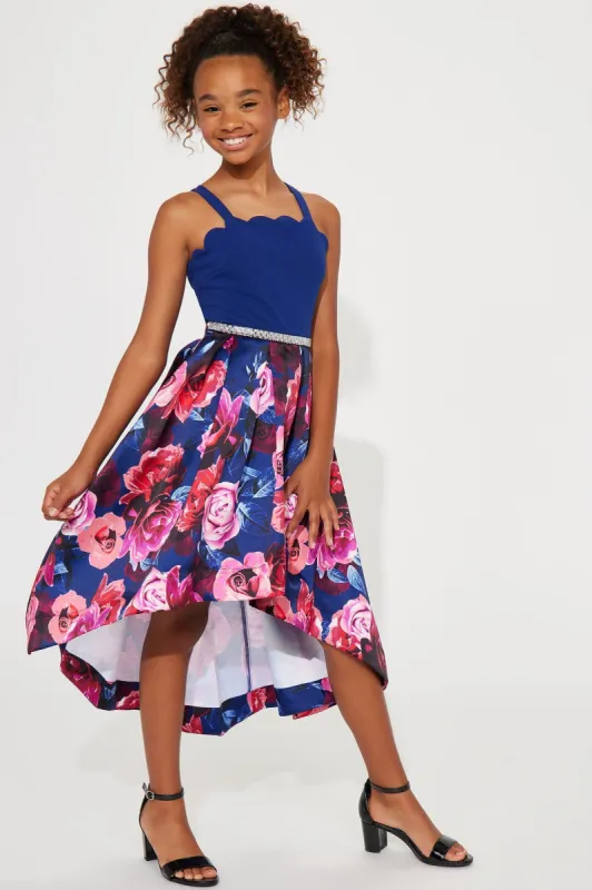 Mini Lovely Days High Low Dress - Navy/combo sold by Fashion Nova