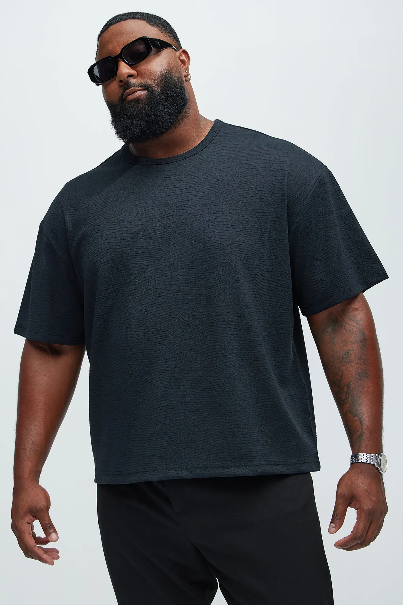 Mika Textured Relaxed Short Sleeve Tee - Black sold by Fashion Nova product image thumbnail 5