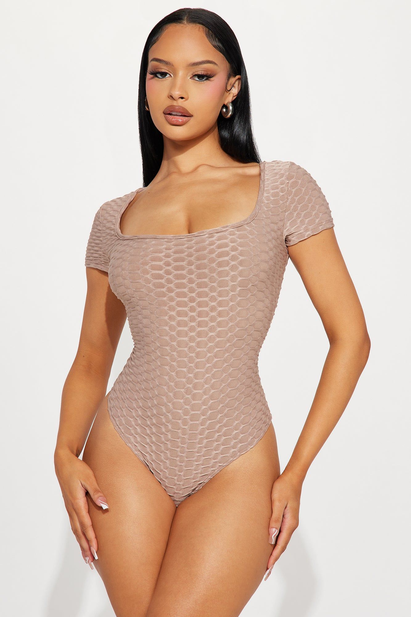 Put It Down Textured Bodysuit - Mocha sold by Fashion Nova