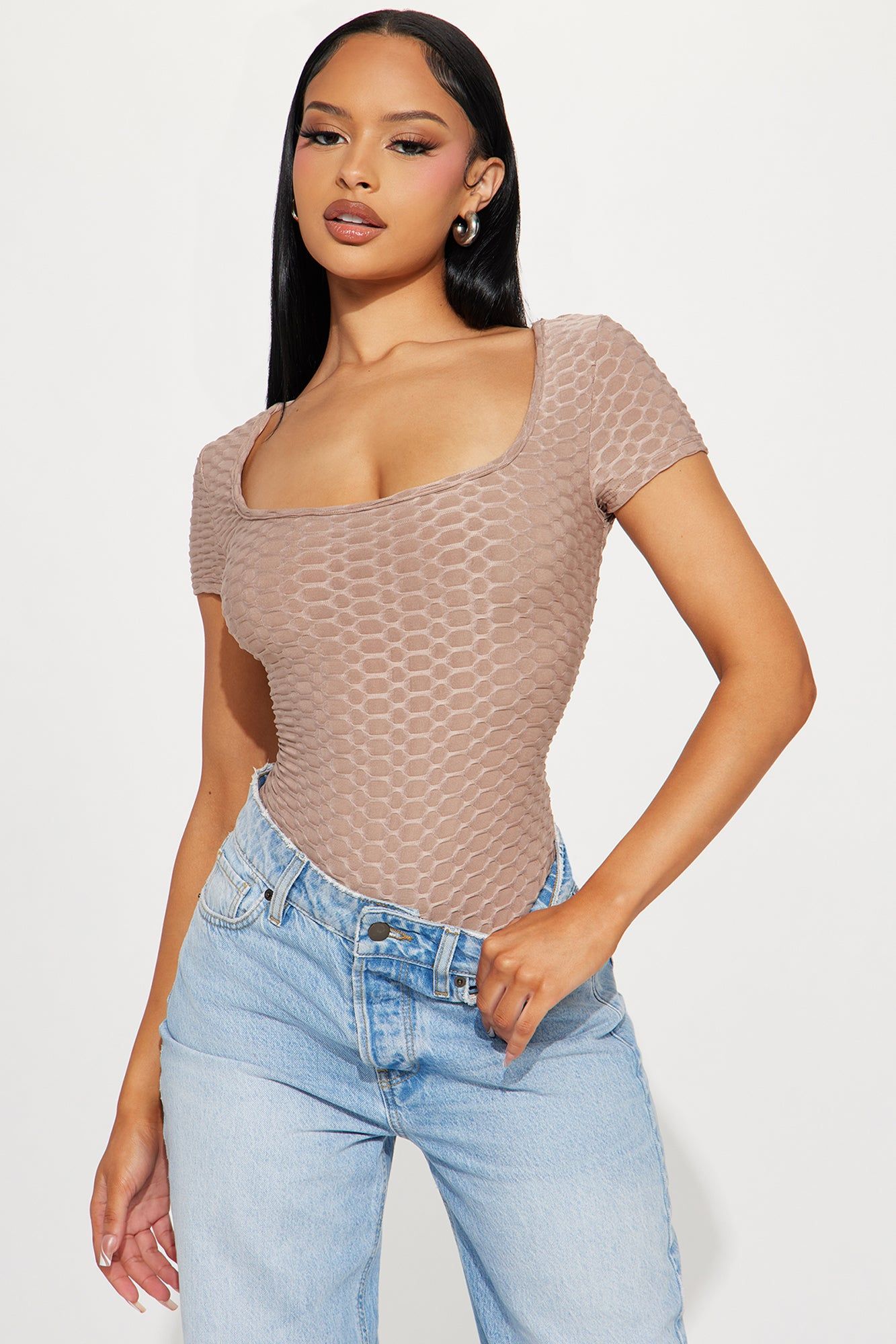 Put It Down Textured Bodysuit - Mocha sold by Fashion Nova product image thumbnail 3
