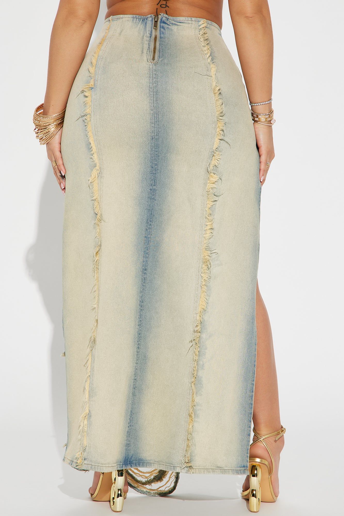 Ramona Distressed Denim Maxi Skirt - Vintage Wash sold by Fashion Nova product image thumbnail 3