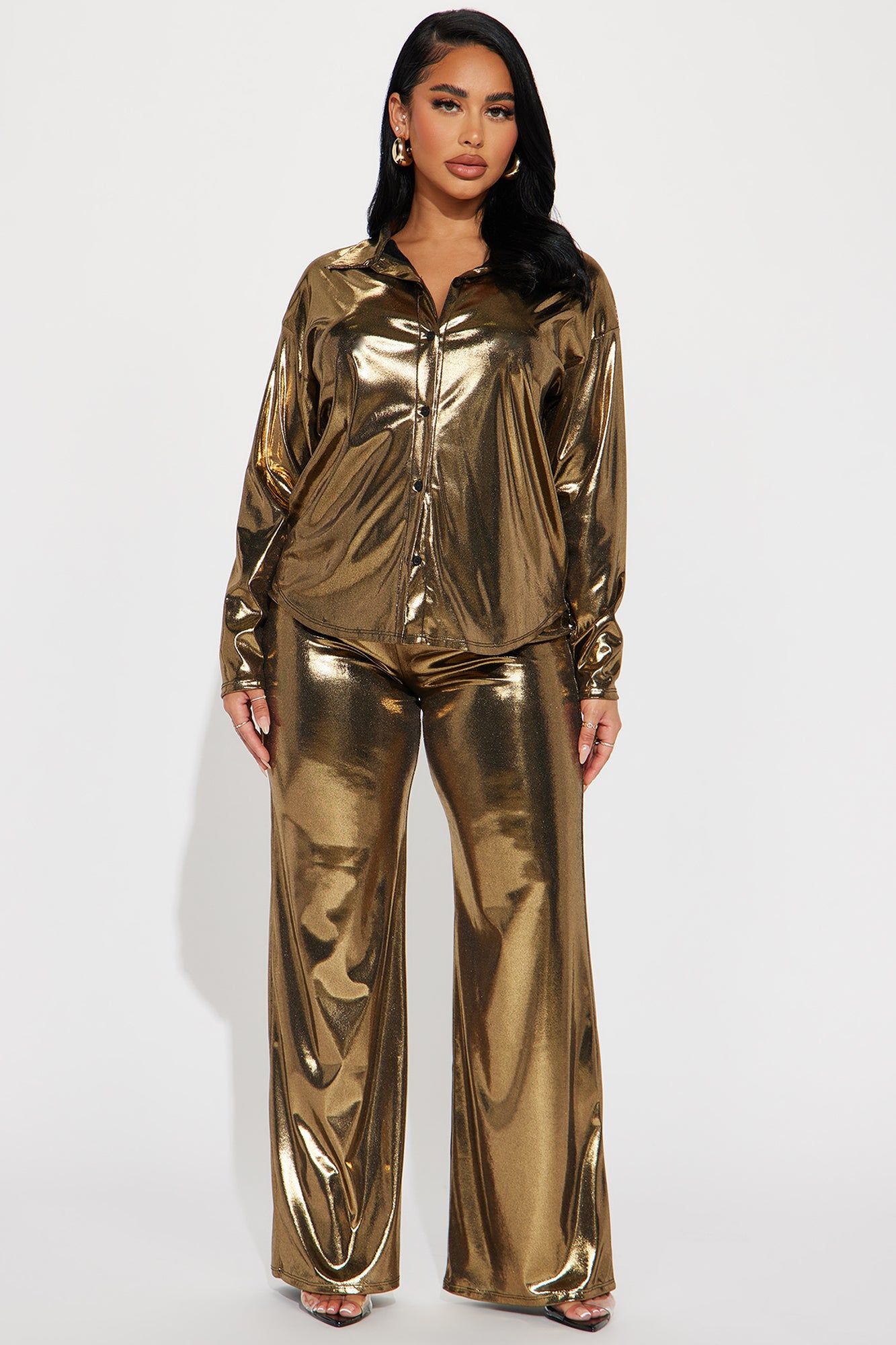 Shine Bright Metallic Pant Set - Gold sold by Fashion Nova