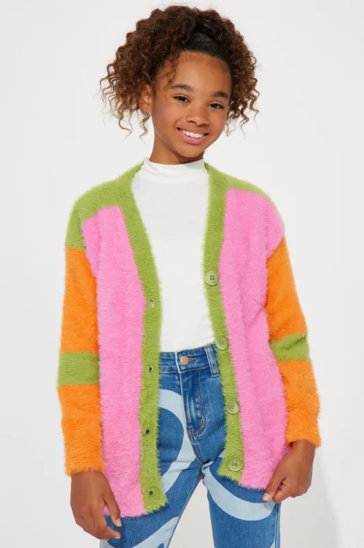 Mini Crazy Talk Colorblock Sweater - Hot Pink/combo sold by Fashion Nova