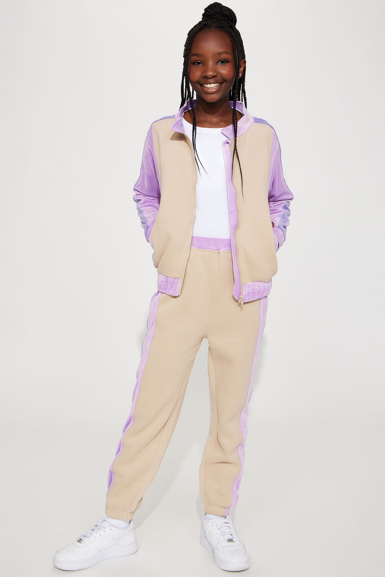 Mini On Track Velour Jogger Set - Lavender/combo sold by Fashion Nova product image thumbnail 2