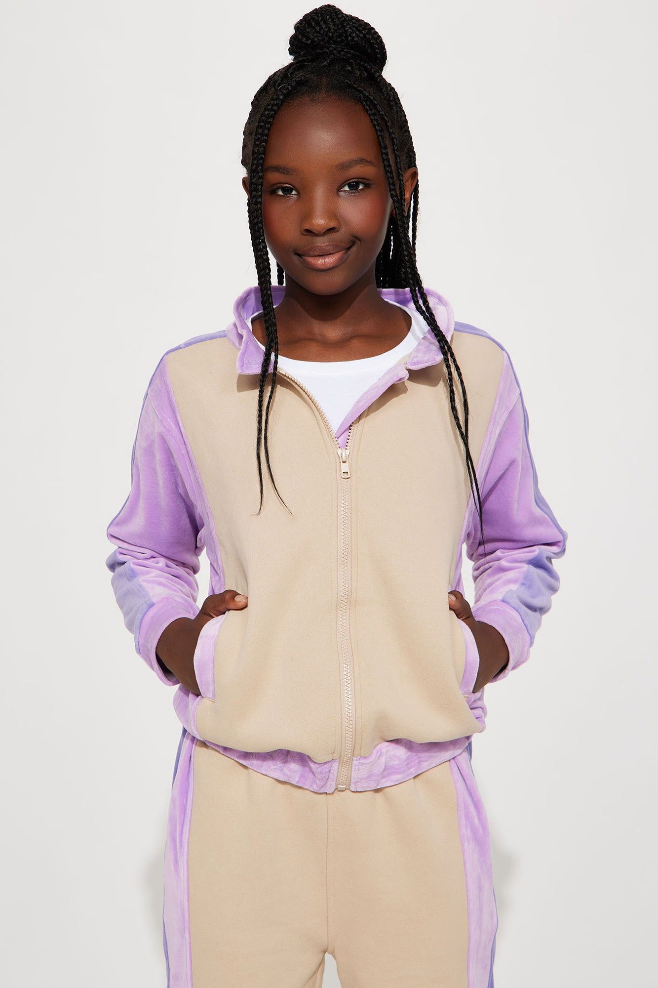 Mini On Track Velour Jogger Set - Lavender/combo sold by Fashion Nova product image thumbnail 3