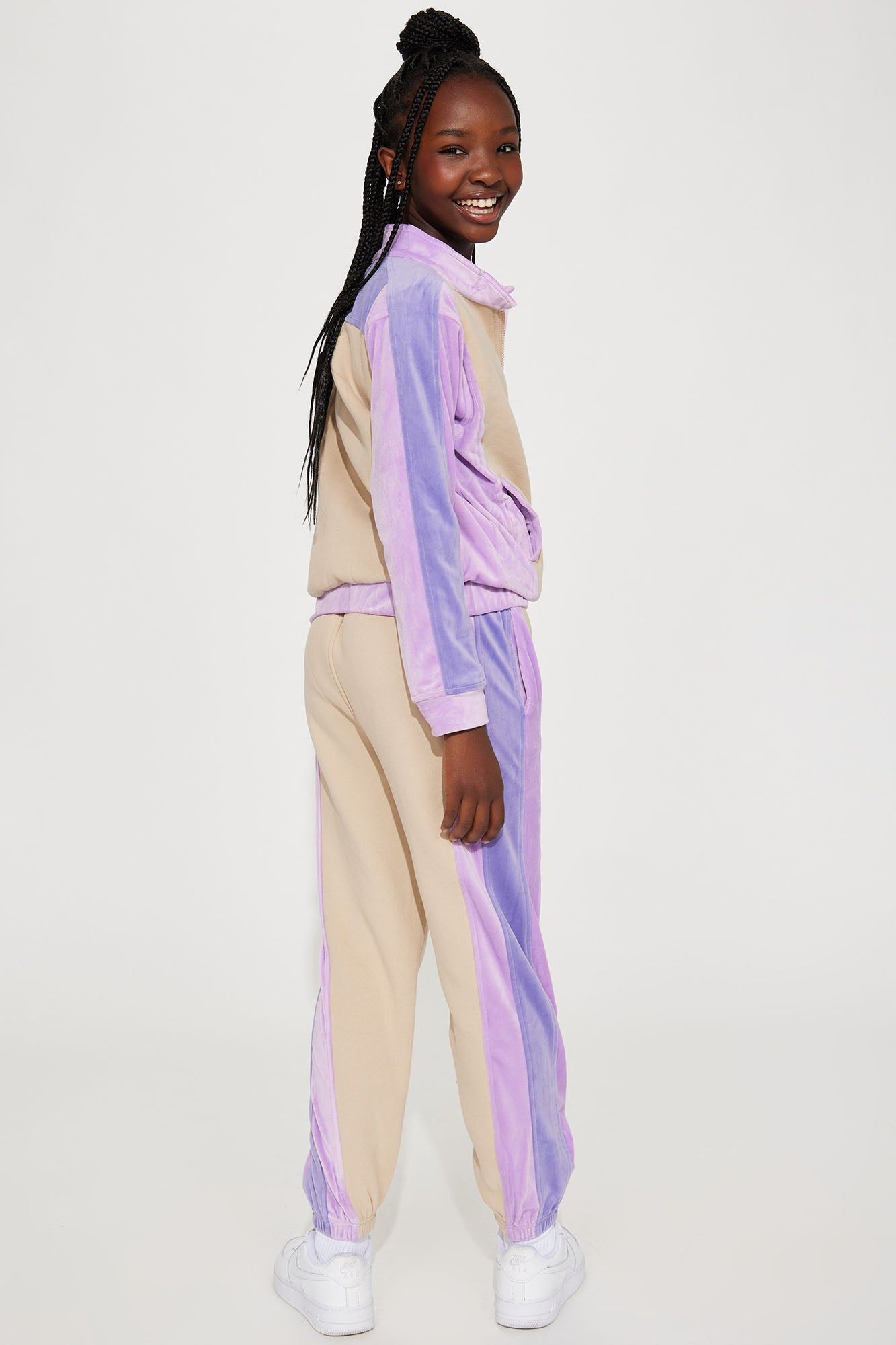 Mini On Track Velour Jogger Set - Lavender/combo sold by Fashion Nova product image thumbnail 4