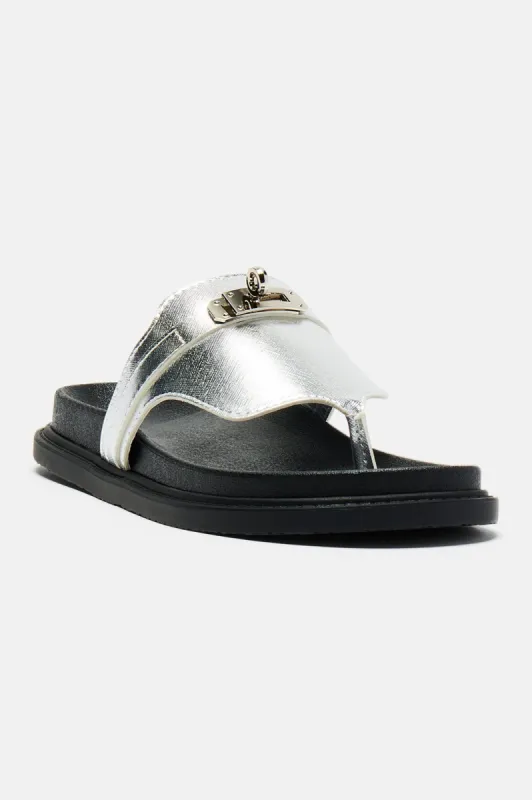 All Time Favorite Flat Sandals - Silver sold by Fashion Nova