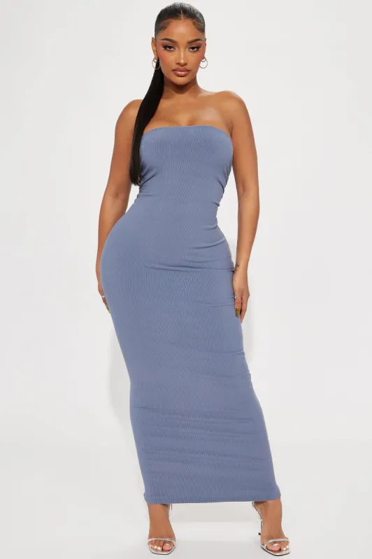 Madeline Snatched Maxi Dress - Charcoal sold by Fashion Nova