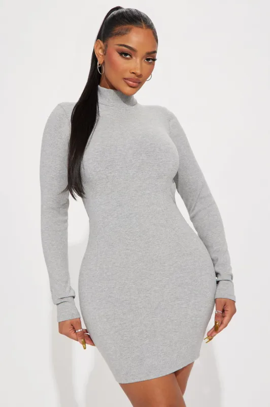 Iris Snatched Mini Dress - Heather Grey sold by Fashion Nova