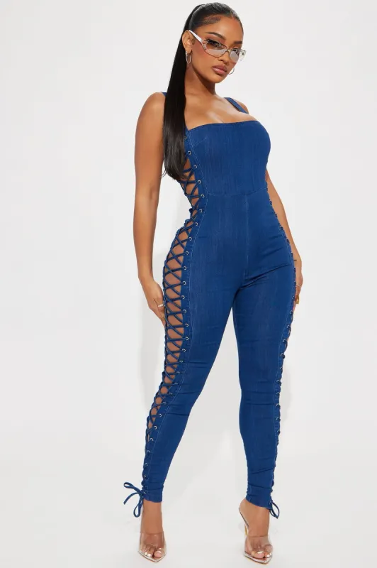Perfect Symphony Denim Jumpsuit - Dark Wash sold by Fashion Nova