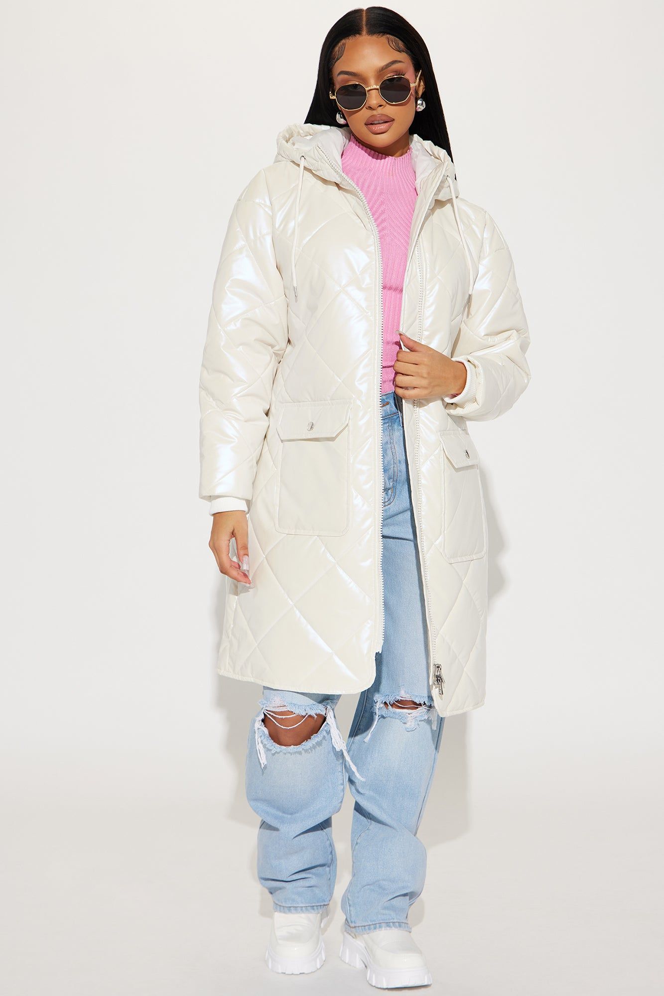 Shine Bright Puffer Jacket - Cream sold by Fashion Nova