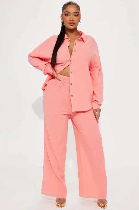 Gigi Gauze Pant Set - Coral sold by Fashion Nova