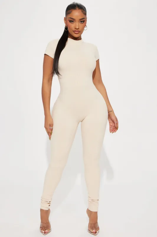 Malia Snatched Jumpsuit - Cream sold by Fashion Nova