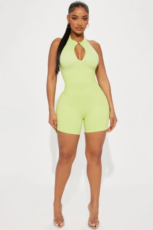 Mackena Seamless Romper - Lime sold by Fashion Nova