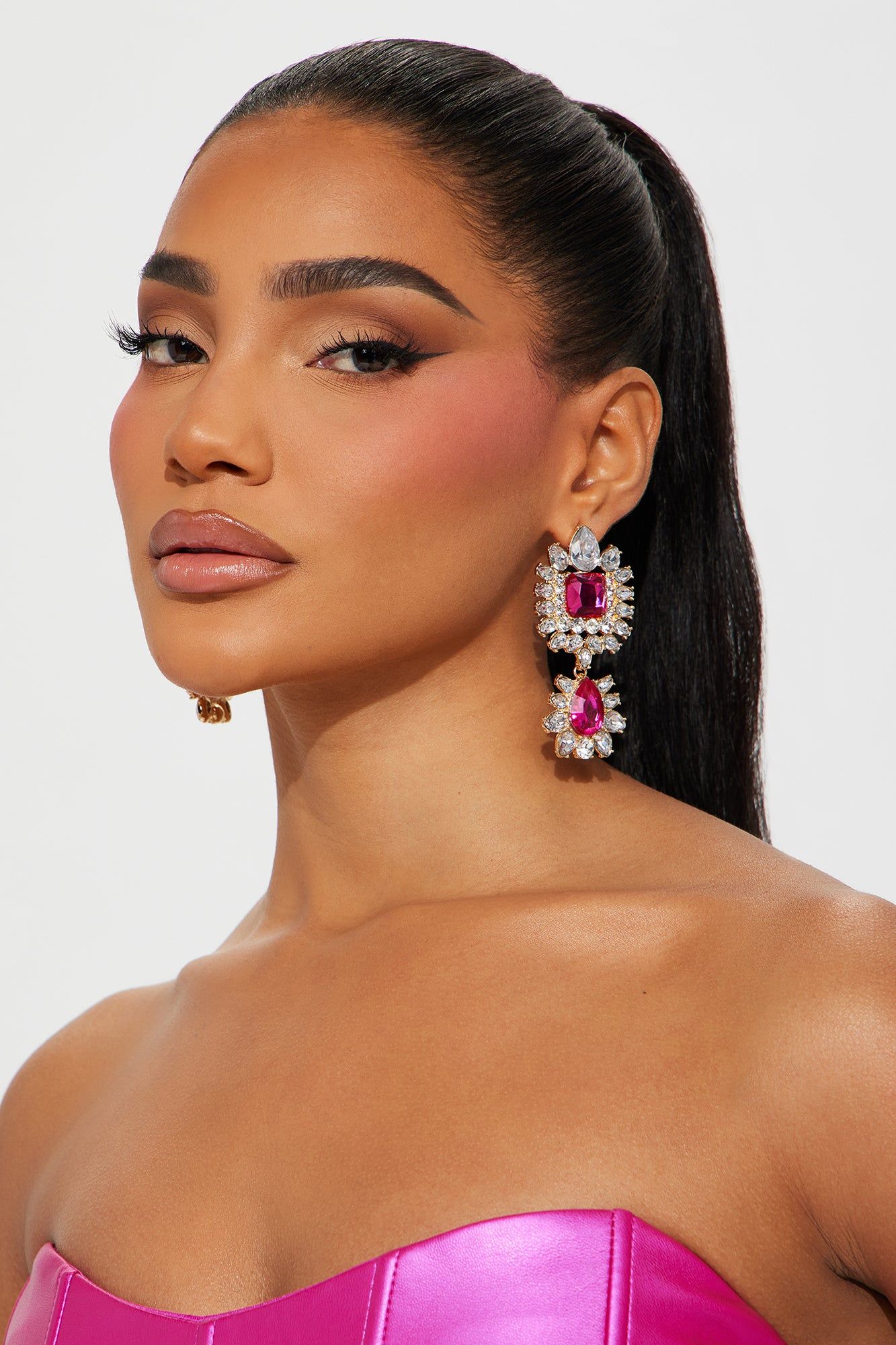 Simply Exquisite Earrings - Gold/Pink sold by Fashion Nova