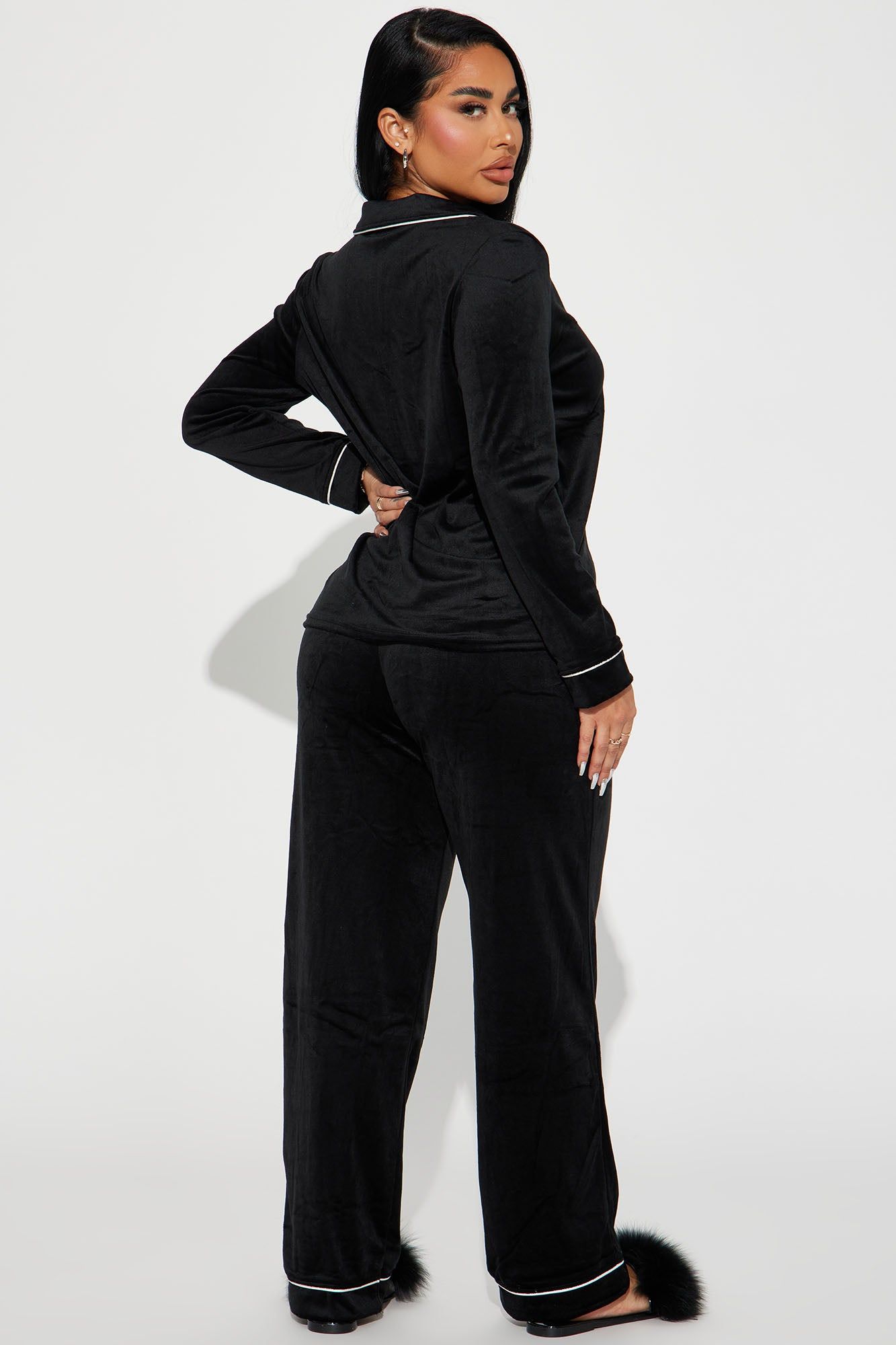 Head In The Clouds Velvet PJ Pant Set - Black sold by Fashion Nova product image thumbnail 3