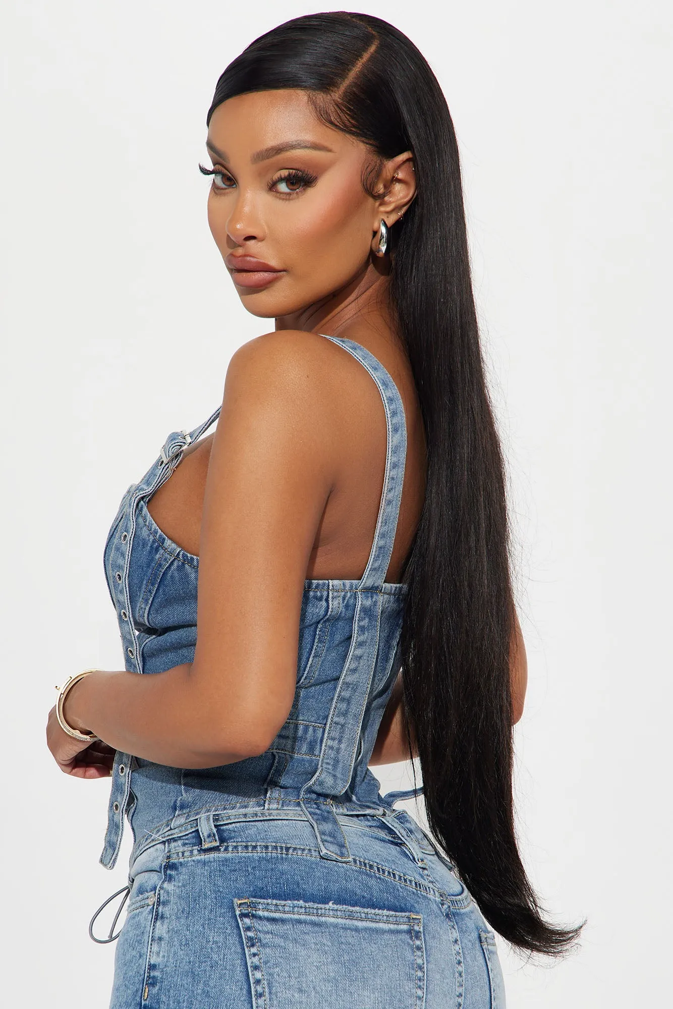 High Roller Washed Denim Top - Medium Wash sold by Fashion Nova product image thumbnail 3