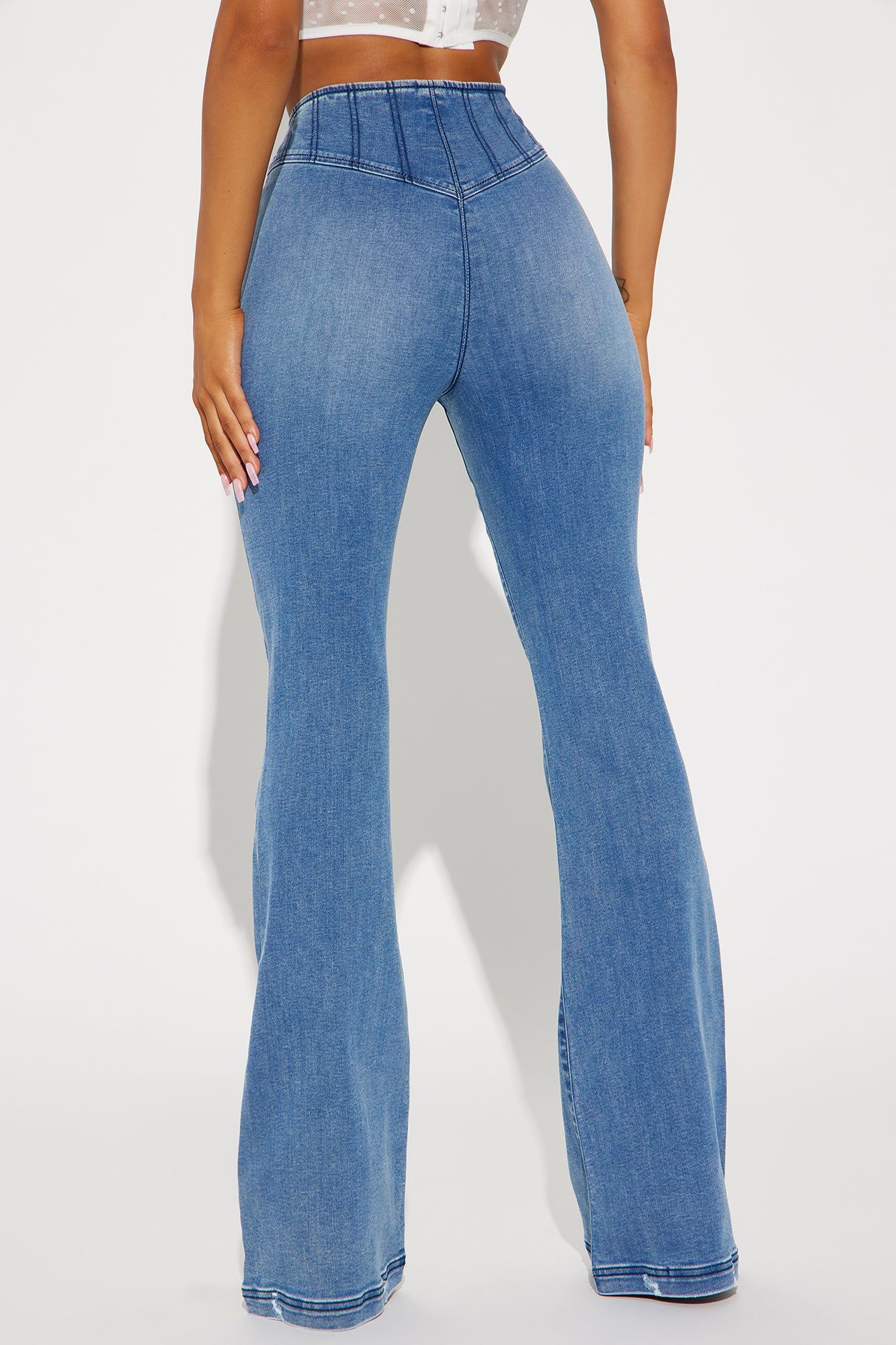 Going Over It Corset Waist Flare Jeans - Medium Wash sold by Fashion Nova product image thumbnail 3