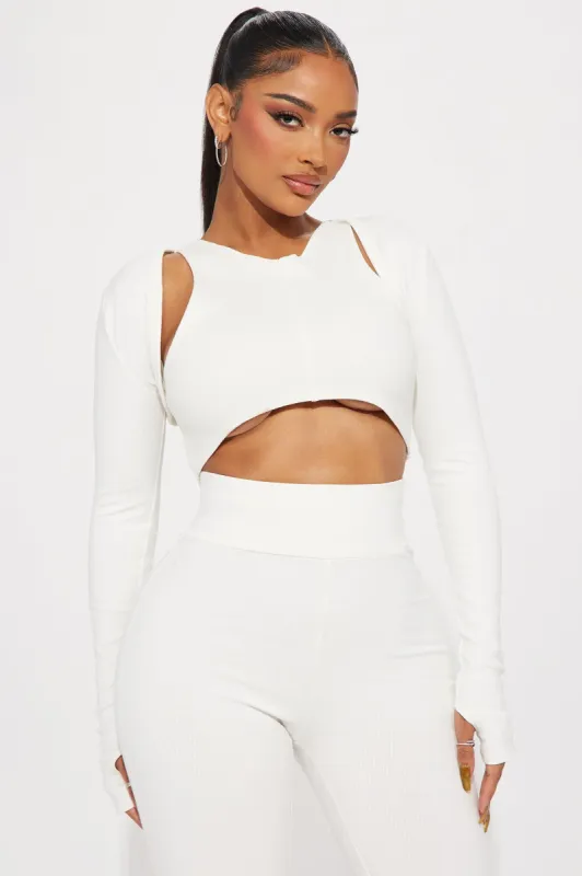 Odessa Snatched Long Sleeve Shrug - Off White sold by Fashion Nova