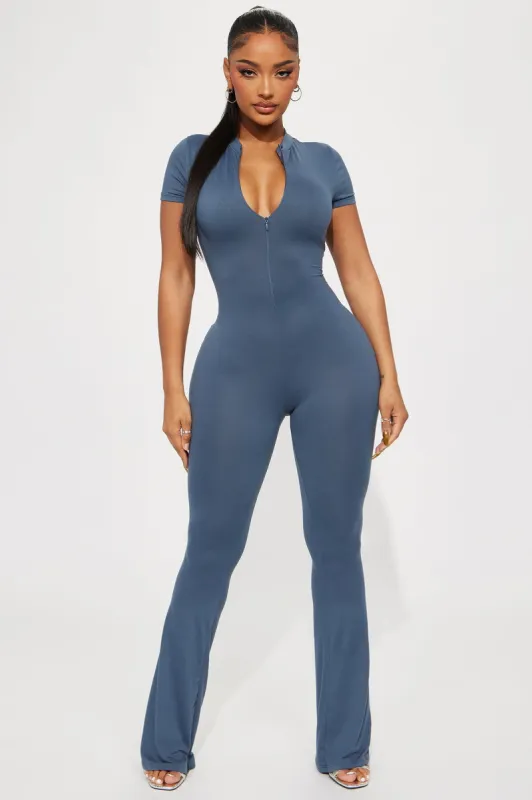 Take Me Out Again Jumpsuit - Grey sold by Fashion Nova
