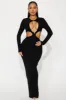 Victoria Ribbed Cut Out Maxi Dress - Black sold by Fashion Nova