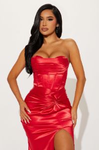 Adore You Satin Gown - Red sold by Fashion Nova