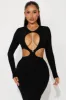 Victoria Ribbed Cut Out Maxi Dress - Black sold by Fashion Nova