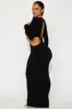 Victoria Ribbed Cut Out Maxi Dress - Black sold by Fashion Nova