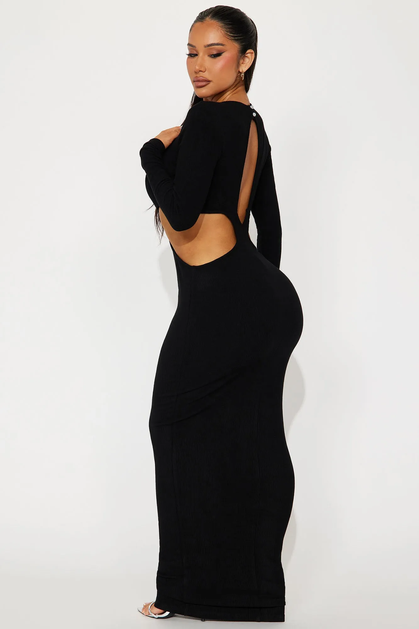 Victoria Ribbed Cut Out Maxi Dress - Black sold by Fashion Nova product image thumbnail 4
