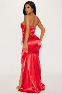 Adore You Satin Gown - Red sold by Fashion Nova