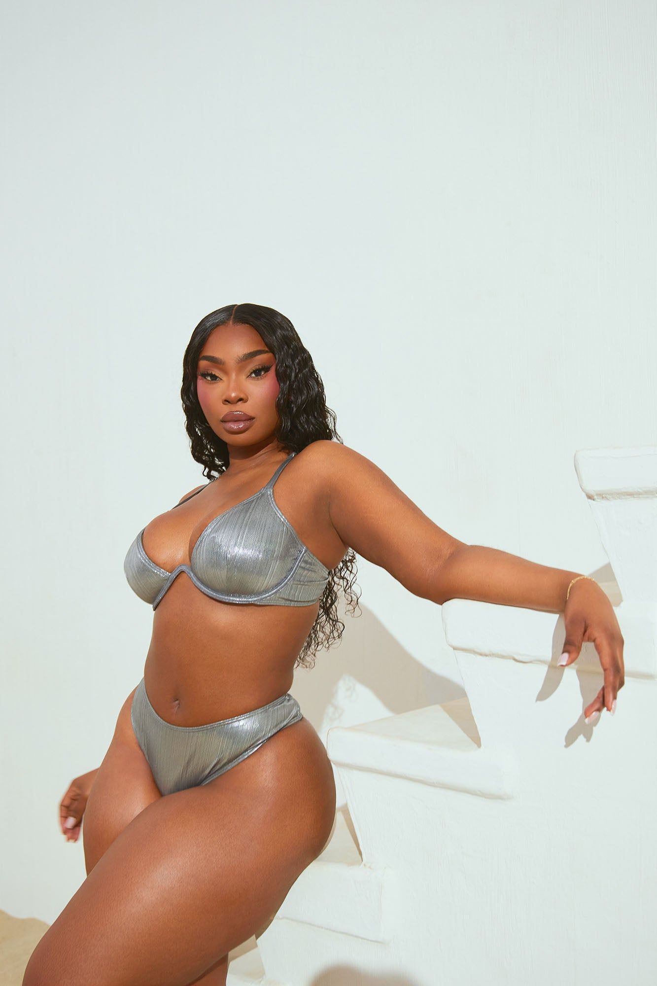 Shimmering Shores Metallic Underwire 2 Piece Bikini - Silver sold by Fashion Nova product image thumbnail 5